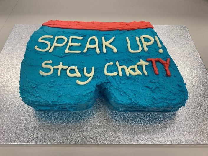 Cake baked by Synectic staff for SPEAK UP! Stay ChatTY