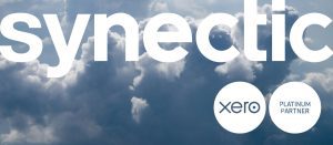 Xero Platinum Partner badge and Synectic Accountants and Advisers logo overlaying cloud image